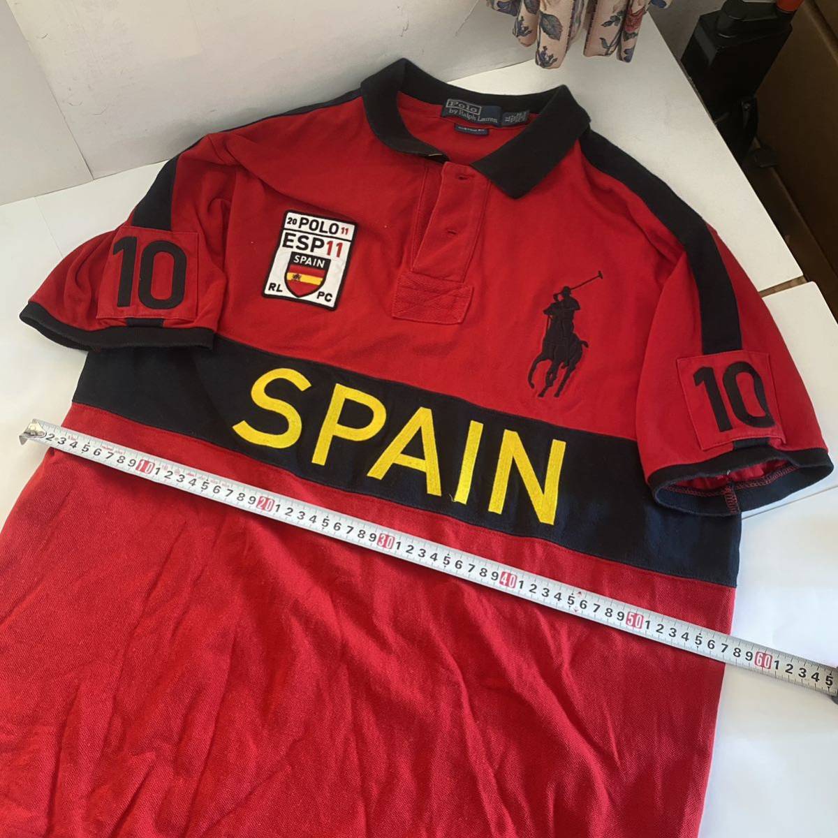 ビッグポニー ■ スペイン 代表 ポロ ラルフローレン 鹿の子 半袖 ポロシャツ メンズ XL / 限定 POLO ラガー ラグビー_画像7