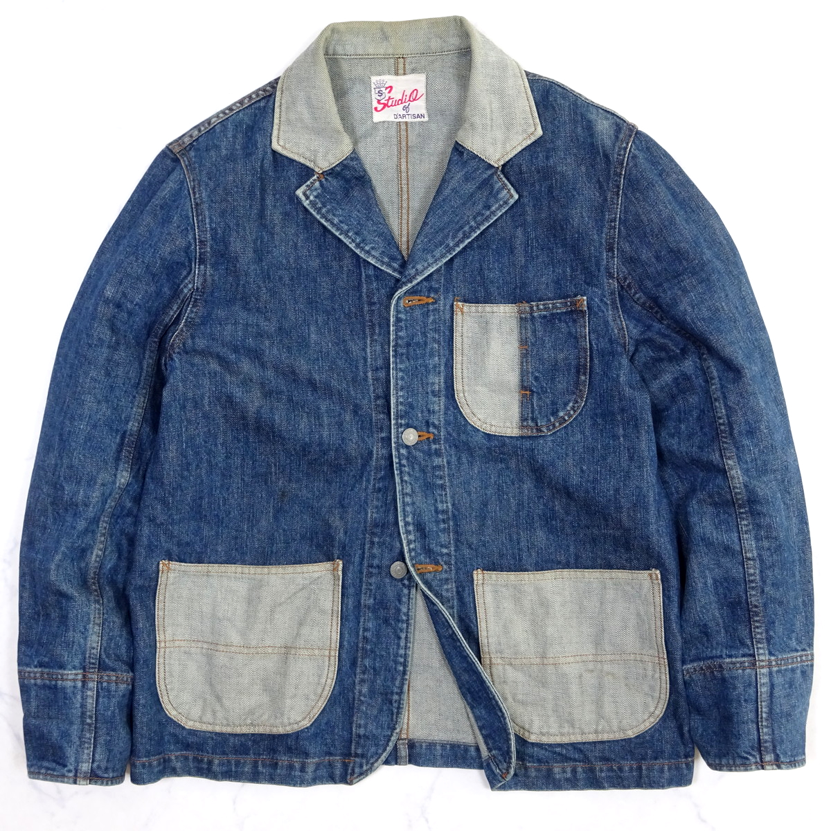 STUDIO D'ARTISAN DENIM COVERALLS ステュディオ ダ ルチザン デニム カバーオール size M ワークジャケット_画像1