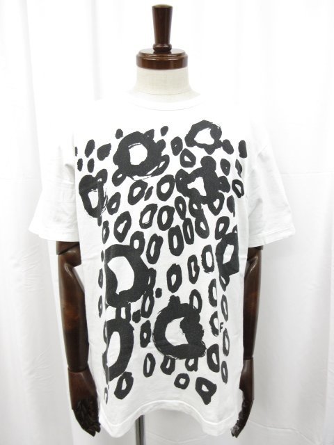 【ブラックコムデギャルソン BLACK COMME des GARCONS】 AD2021 プリントデザイン 半袖Tシャツ (メンズ) sizeXL 白 1G-T003 29MT4813