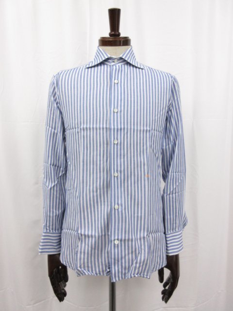 驚きの値段 size38 (メンズ) 長袖シャツ ワイドカラー ストライプ織柄