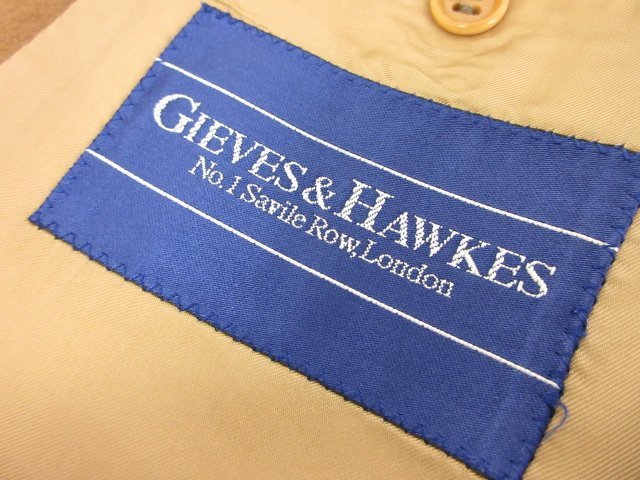 美品【ギーブス&ホークス GIEVES & HAWKES】カシミア100％ シングル2ボタン ジャケット(メンズ) size44 キャメルブラウン系●17MJ8128●_画像7