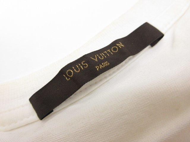 【ルイヴィトン LOUIS VUITTON】 Vネック 刺繍デザイン 半袖Tシャツ (メンズ) sizeS ホワイト RM171Q JC8 HAY51W イタリア製 ●29MT4806●_画像3