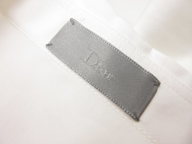 HH美品 【ディオールオム Dior HOMME】 ストーン装飾襟 比翼ボタン 長袖シャツ (メンズ) size39 ホワイト 45562 イタリア製 ●29MK1651●_画像4