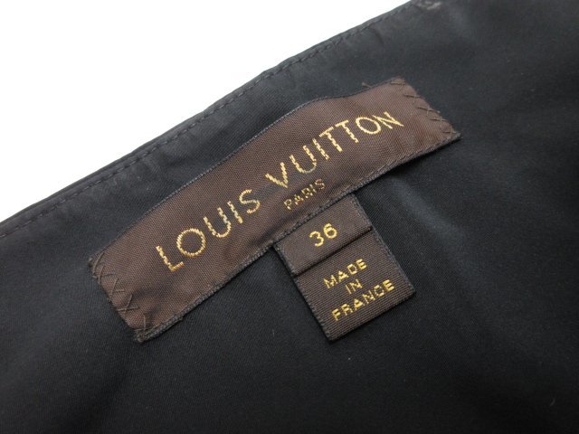 HH【ルイヴィトン LOUIS VUITTON】 裾シフォン レイヤード タイトミニスカート フランス製 (レディース) size36 ブラック ●5LF3418●_画像3