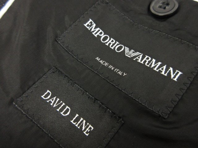 HH超美品 【エンポリオアルマーニ EMPORIO ARMANI】 DAVID LINE 1ボタン スーツ (メンズ) size48 ブラック ラメ織 イタリア製 ●27HR2950_画像8