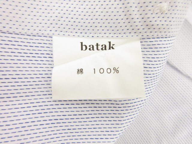 【バタクハウスカット batak house cut】 織柄 ワイドカラー ダブルカフスボタン 長袖シャツ (メンズ) size46相当 ホワイト ●29MK1953●_画像9