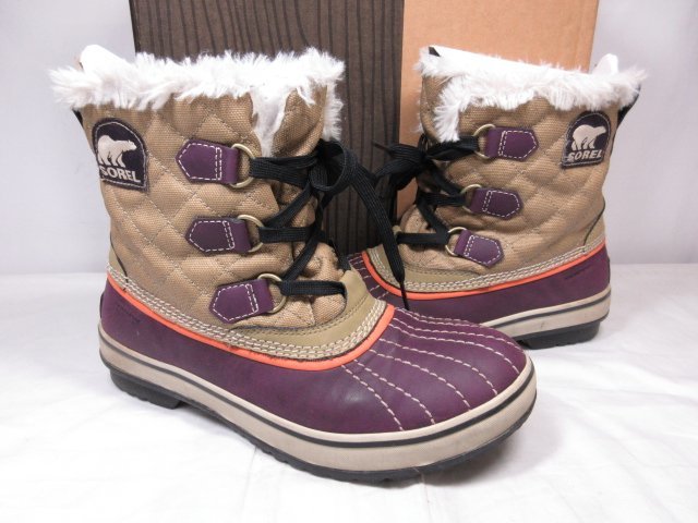 HH美品 【ソレル SOREL】 NL1932-270 チヴォリ キャンバス Twill Boysenberry ブーツ (レディース) size24.5 紫×茶系 ●15LZ4189●_画像1