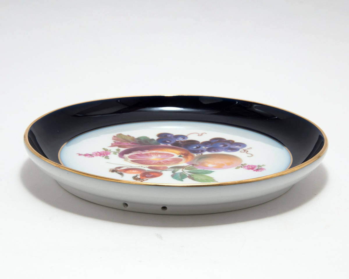 福袋 公式 フルーツ 果実文 金彩 マイセン コバルト 20C初 プレート 絵皿 マイセン