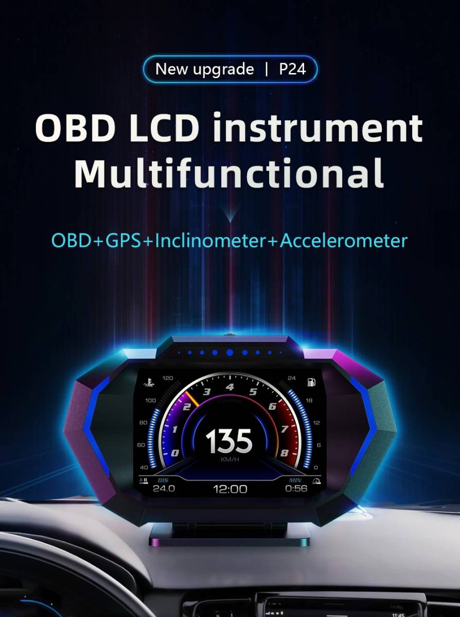  variegated function ^ interface P24 obd2 GPS inclination total speed meter ^ display Huawei dun consumption tachometer water thermometer E399