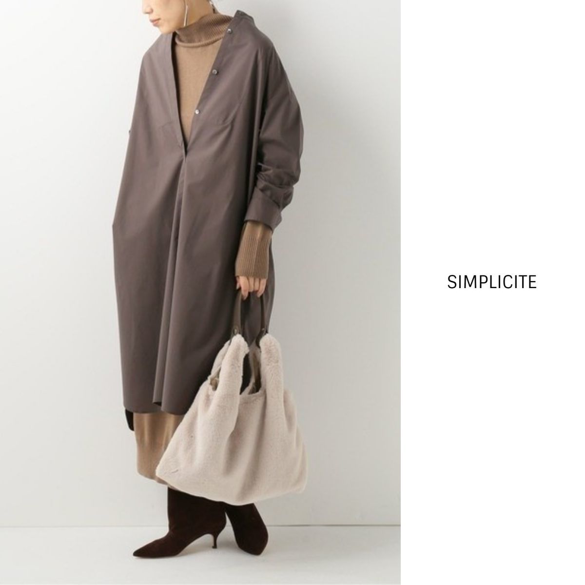 2020AW☆イエナ/シンプリシテェ SIMPLICITE☆洗える 綿100％ ブザムスタンドシャツワンピース☆K-M 4319_画像1