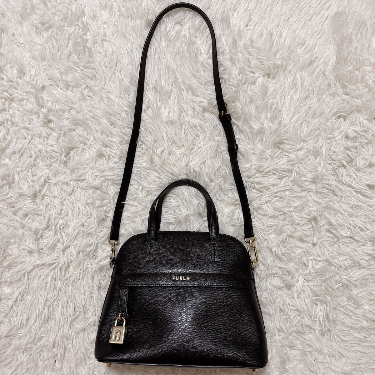 美品 FURLA フルラ 新型パイパー2way ショルダー レザー ハンドバッグ