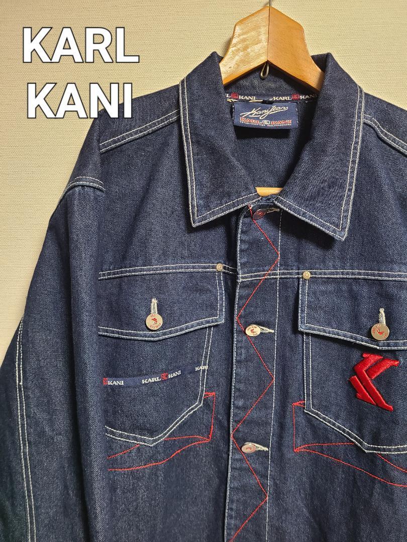 カールカナイ デニム ジャケット ジージャン L ロゴ 刺繍 KARL KANI_画像1