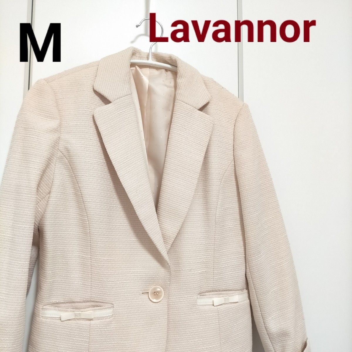 Lavannor  レディース　テーラードジャケット【M】　リボンが可愛い♪　ベージュ　七五三　卒園式　 入学式