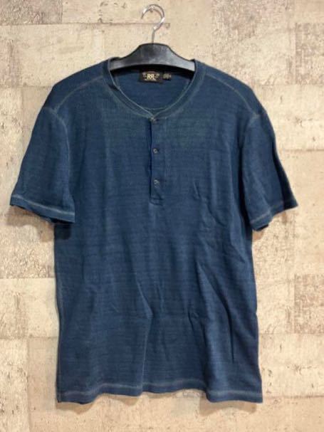 【RRL】インディゴ ワッフルニット ヘンリー ほぼ未使用】RRL ダブルアールエル インディゴ ワッフルニット