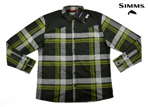 送料無料3★Simms★シムス Ford Flannel 長袖シャツ size:M カーボンキプロスプレイド_画像1