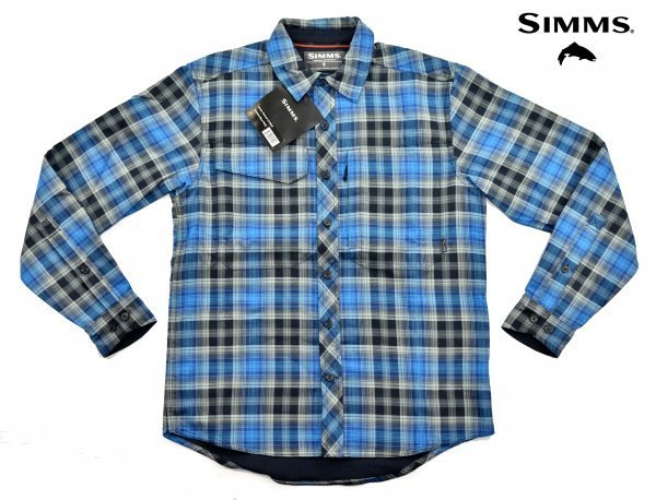 防寒★Simms★シムス Guide Flannel 長袖シャツ size:S アドミラルブループレイド