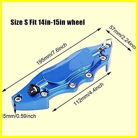 S インチ サイズ 14~15 左右 アルミ製 セット カバー ロゴ キャリパー ブレーキ 付き 用 ブルー 車 wp76 有馬未来_画像5