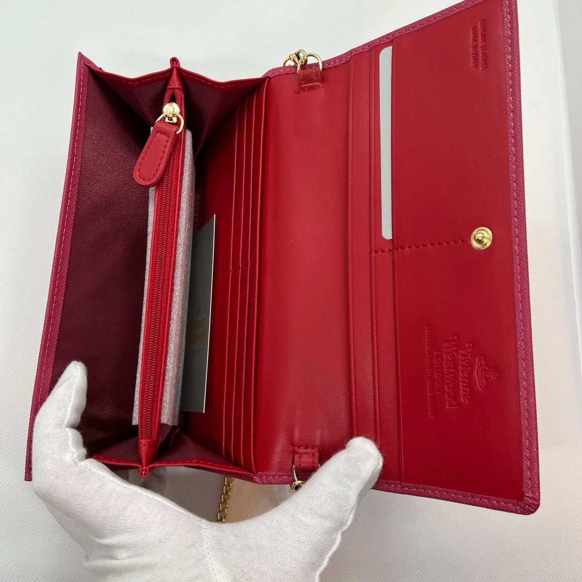 【新品未使用】VivienneWestwood 長財布 ピーチ ピンク チェーンウォレット