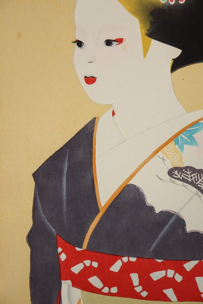 Yahoo!オークション - 真作 海老名正夫 芸艸堂木版画「舞妓」画 Yahoo!オークション - 真作 海老名正夫 芸艸堂木版画「舞妓」画