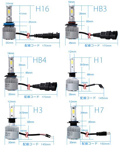 LEDヘッドライト X2 フォグランプ H4 H1 H3 HB3 HB4 H7 H8/H11/H16 COBチップ搭載 DC12V専用 72W 8000ルーメン 6500K ホワイト 2本_画像5