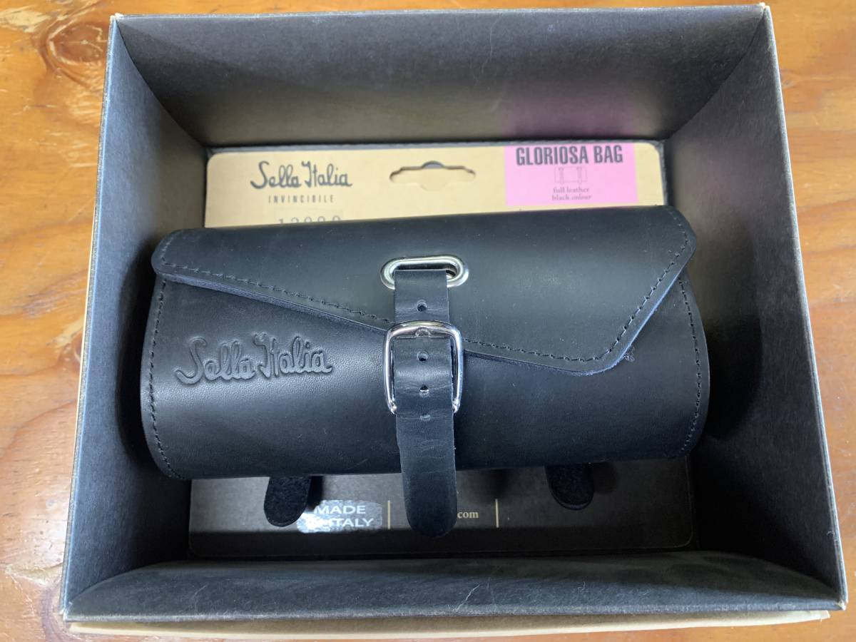 Sella Italia GLORIOSA BAG Black full leather サドルBAG 希少未使用品 ： 廃盤品