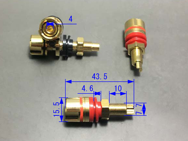 金メッキ スピーカー端子 スピーカーターミナル 赤黒4個 バナナプラグ対応 管理番号[AP0132C4]_画像3