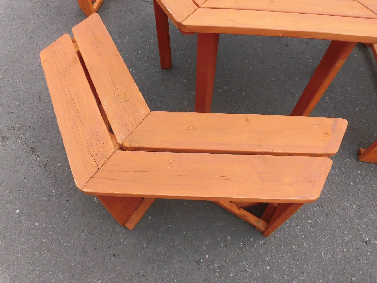 **[ pickup limitation ] hexagon BBQ garden set table bench small ... shipping un- possible **