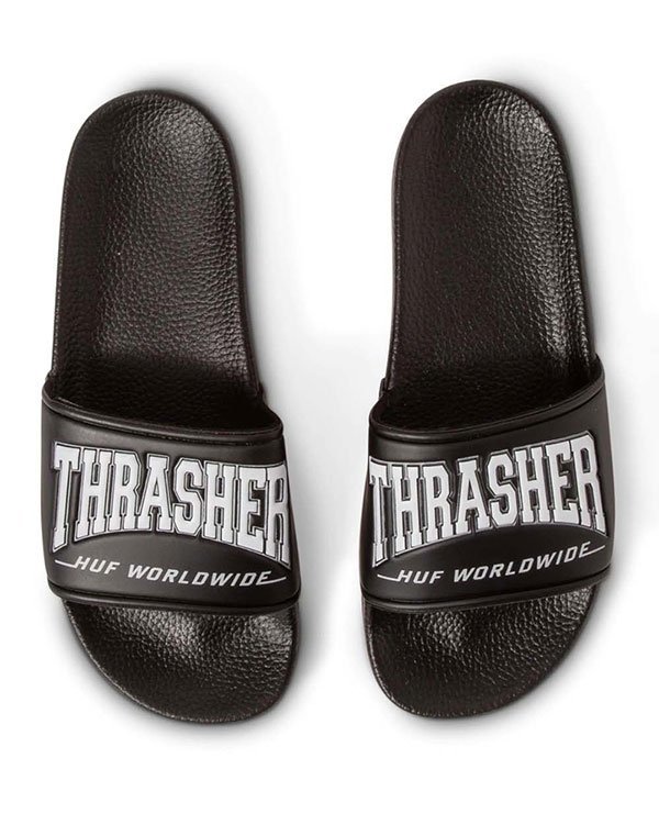Huf x Thrasher (ハフ/スラッシャー) サンダル スリッパ Slides Black ブラック US：10 (JP：28cm) スケボー SKATE SK8 スケートボード