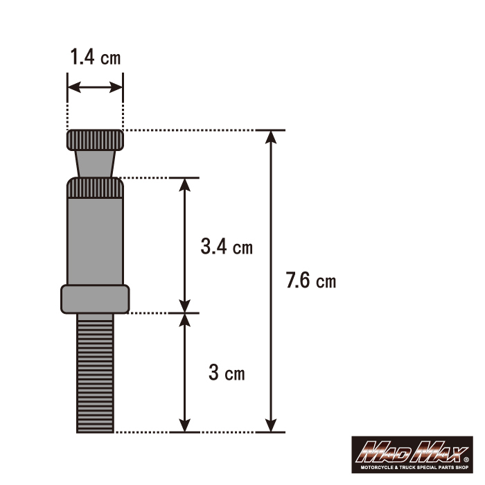 MADMAX 汎用 丸形ミニヨーロピアンウインカー シルバー/黄ばみ M10*76mm取付ステー付 2個セット (MM11-0072-LY) マッドマックス_画像6