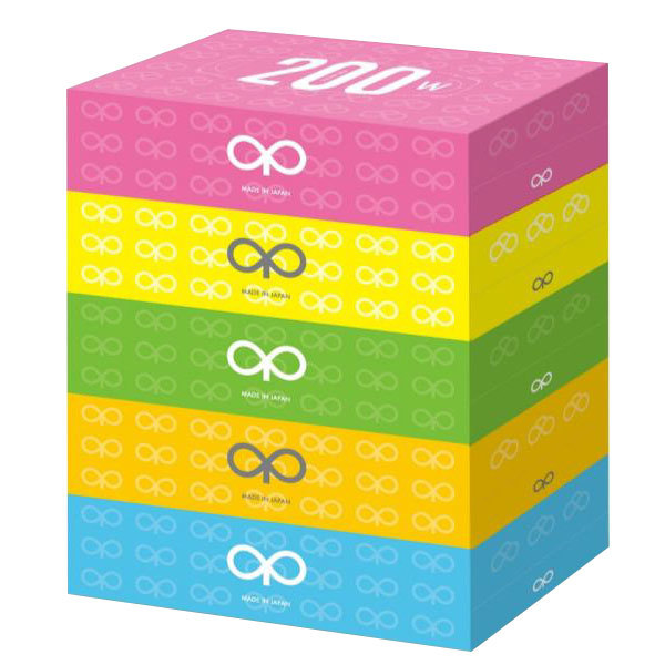 ティッシュペーパー ボックスティッシュ エイトワン カラーライトBOX 200組 5箱ｘ１パック_画像1