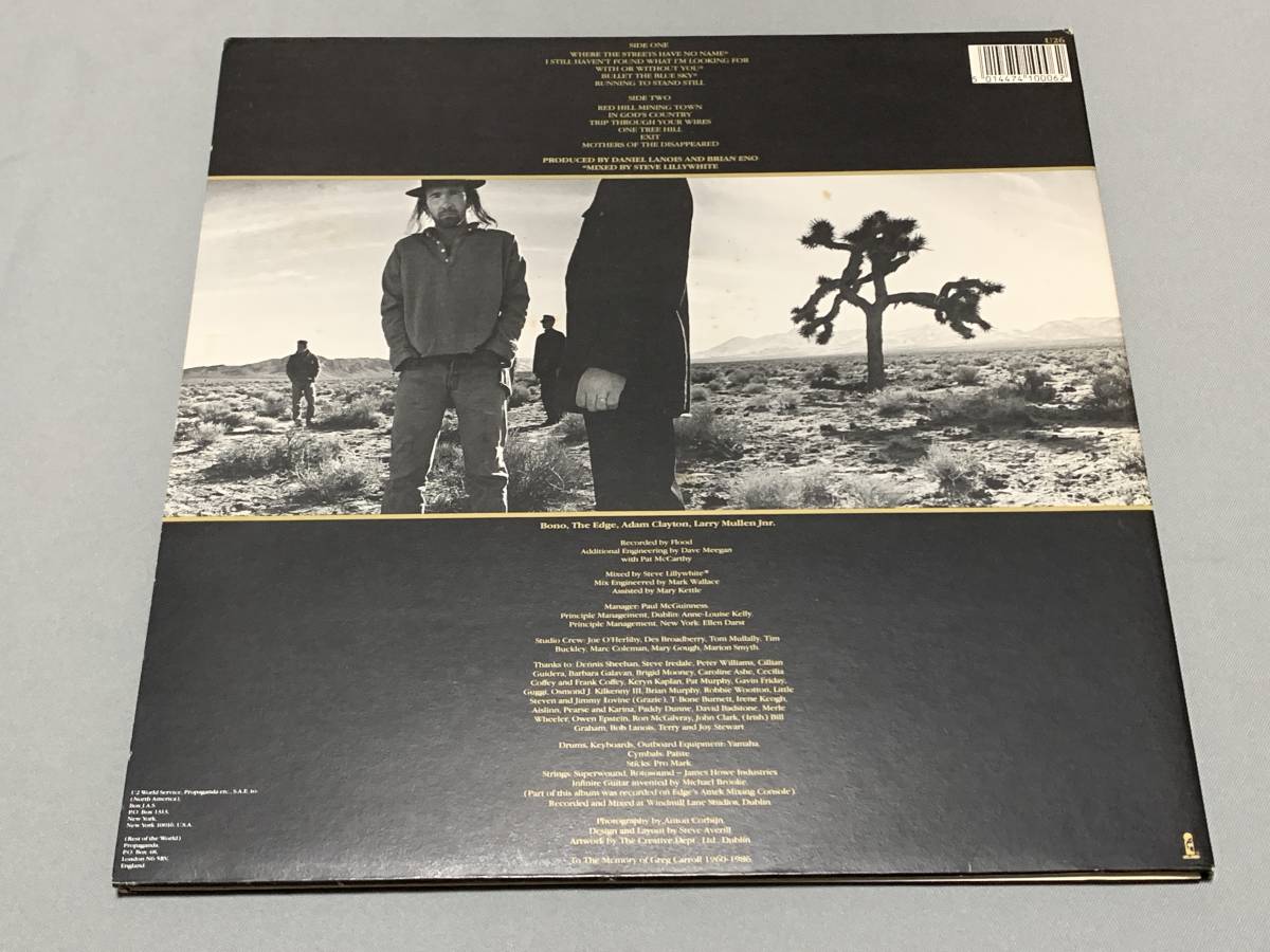 中古 U2 The Joshua Tree UKオリジナル MAT:1U/2U 初期スタンパー 英盤 レコード EMIプレス U26_画像3