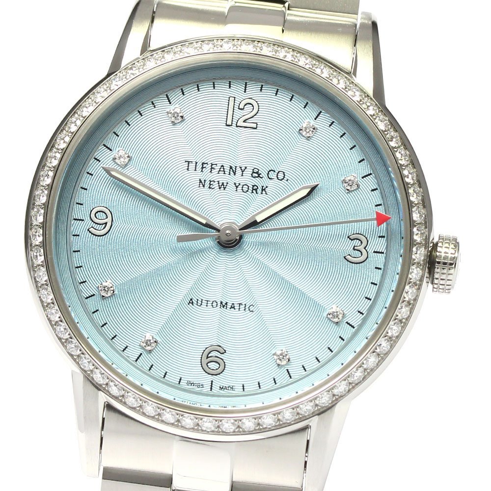 ティファニー TIFFANY&Co. 37725935 CT60 ダイヤベゼル 8P 自動巻き ボーイズ 美品 _775391