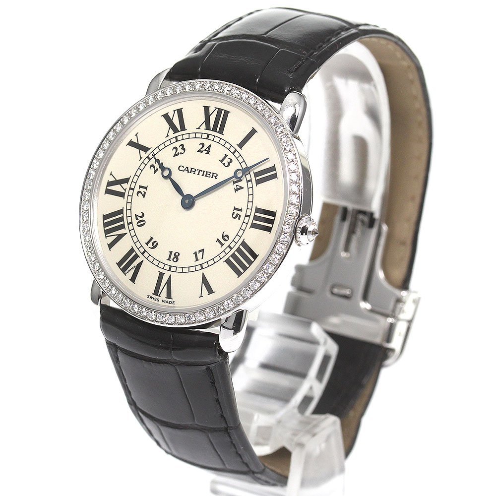 カルティエ CARTIER WR000551 ロンドルイ K18WG ダイヤベゼル 手巻き メンズ _775810_画像2