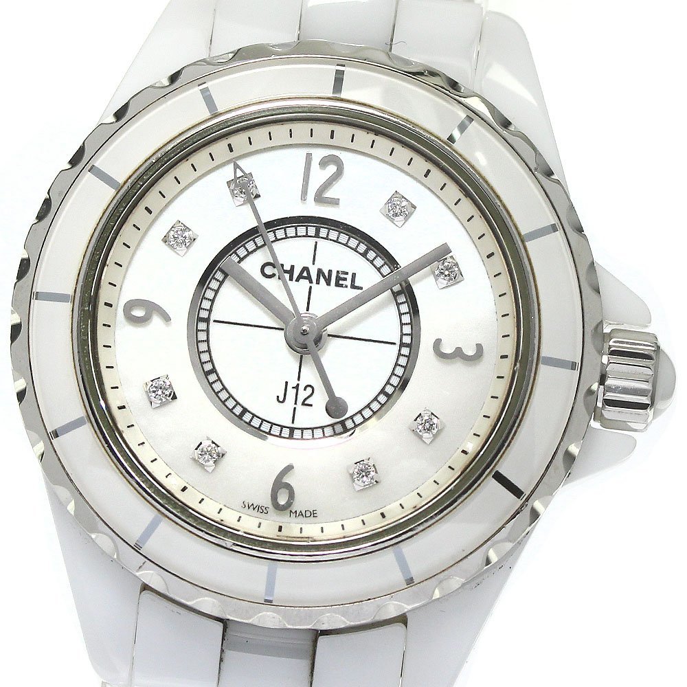  Chanel CHANEL H2570 J12 white ceramic 8P diamond quartz lady's _769882