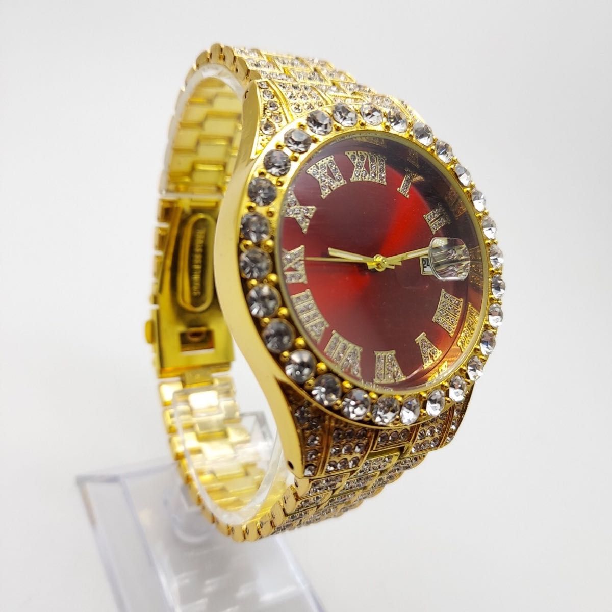 レッドゴールドブリンブリン　男女兼用　メンズ腕時計　デイカウント　最安値　金赤
