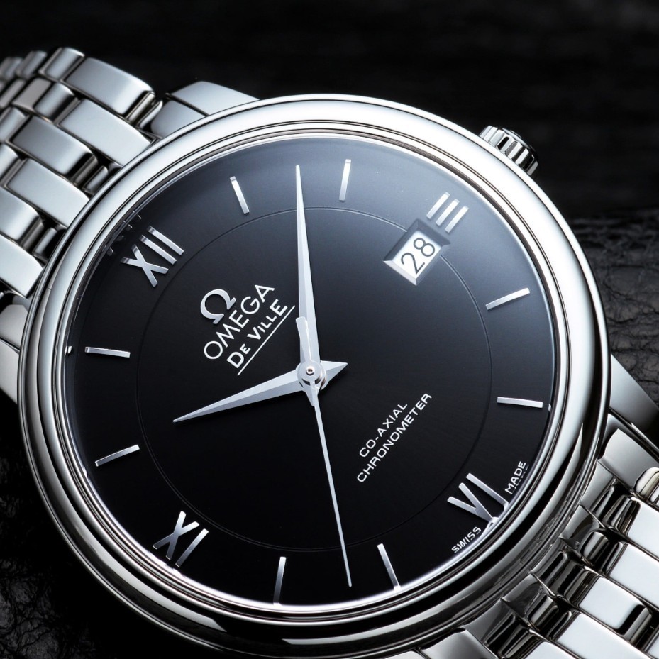 OMEGA DE VILLE PRESTIGE 36.8 オメガ デ・ヴィル プレステージ 424.10.37.20.01.001 ブラック 黒 シルバー 約37mm