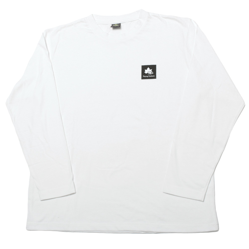 【新品】 2L ホワイト LOGOS PARK(ロゴス パーク) 長袖 Tシャツ メンズ 大きいサイズ ボックス ロゴ プリント クルーネック カットソー_画像3