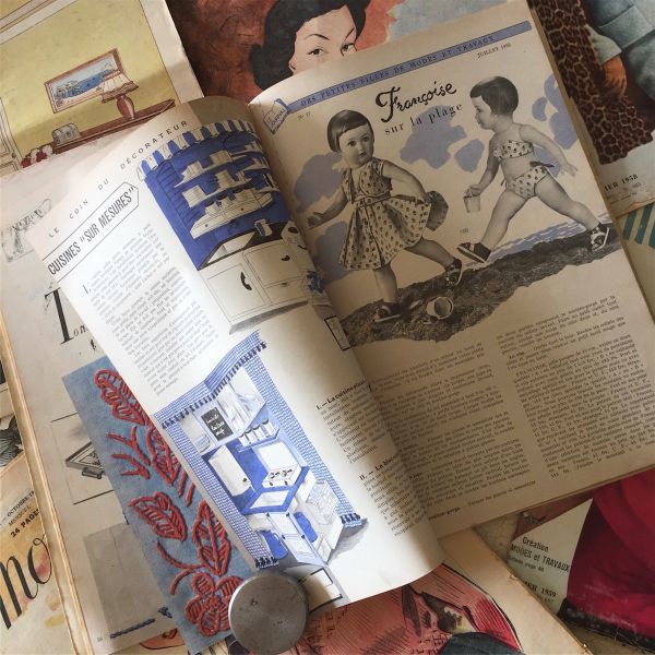 sale! 1955s フランスヴィンテージ Modes & Travaux 女性たちのための雑誌 87ページ ファッション 型紙 刺繍 手芸 本 モード アンティーク_画像7