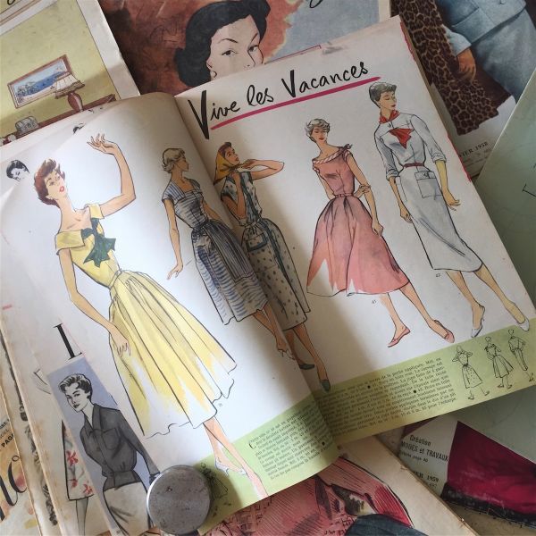 sale! 1955s フランスヴィンテージ Modes & Travaux 女性たちのための雑誌 87ページ ファッション 型紙 刺繍 手芸 本 モード アンティーク_画像3