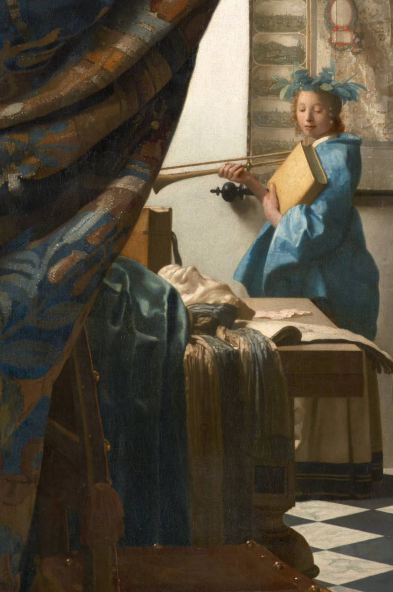 フェルメール『絵画芸術』 1667年 40x47cm 複製 高品質◆ ダヴィンチ バロック レンブラント 絵画 美術 油彩画_画像3