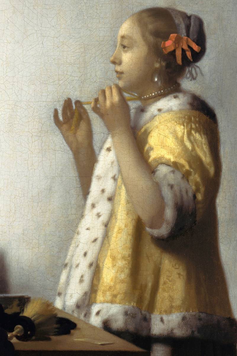 フェルメール『真珠の首飾りの女』 1665年 51x42cm 複製 高品質◆ ダヴィンチ バロック レンブラント 絵画 美術 油彩画の画像3