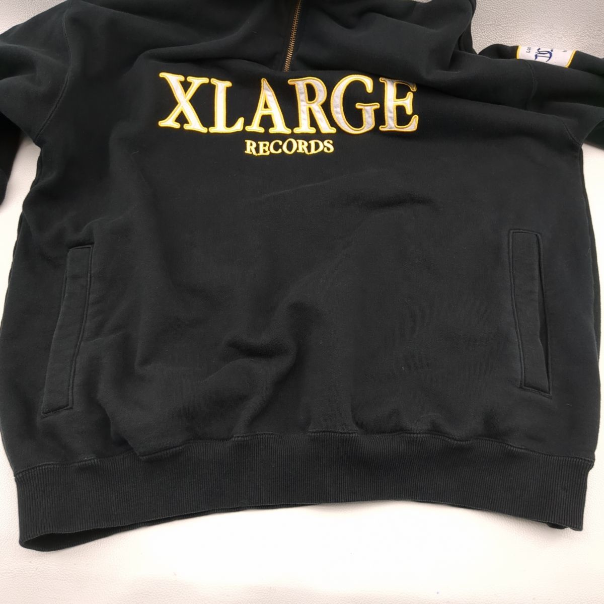 X-LARGE 22FW レコーズ ハーフジップ プルオーバー スウェット ブラック SIZE L メンズ エクストララージ ◆3109/宮竹店_画像7