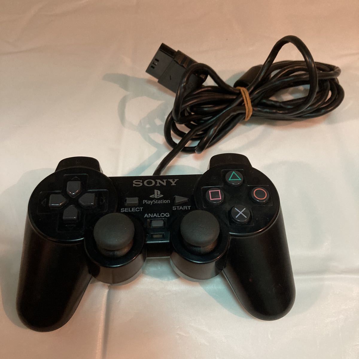 【動作確認済み】SONY PlayStation コントローラー DUALSHOCH2 純正 1個 ブラック 黒 中古 ソニー PS2 デュアルショック 周辺機器 16330_画像1