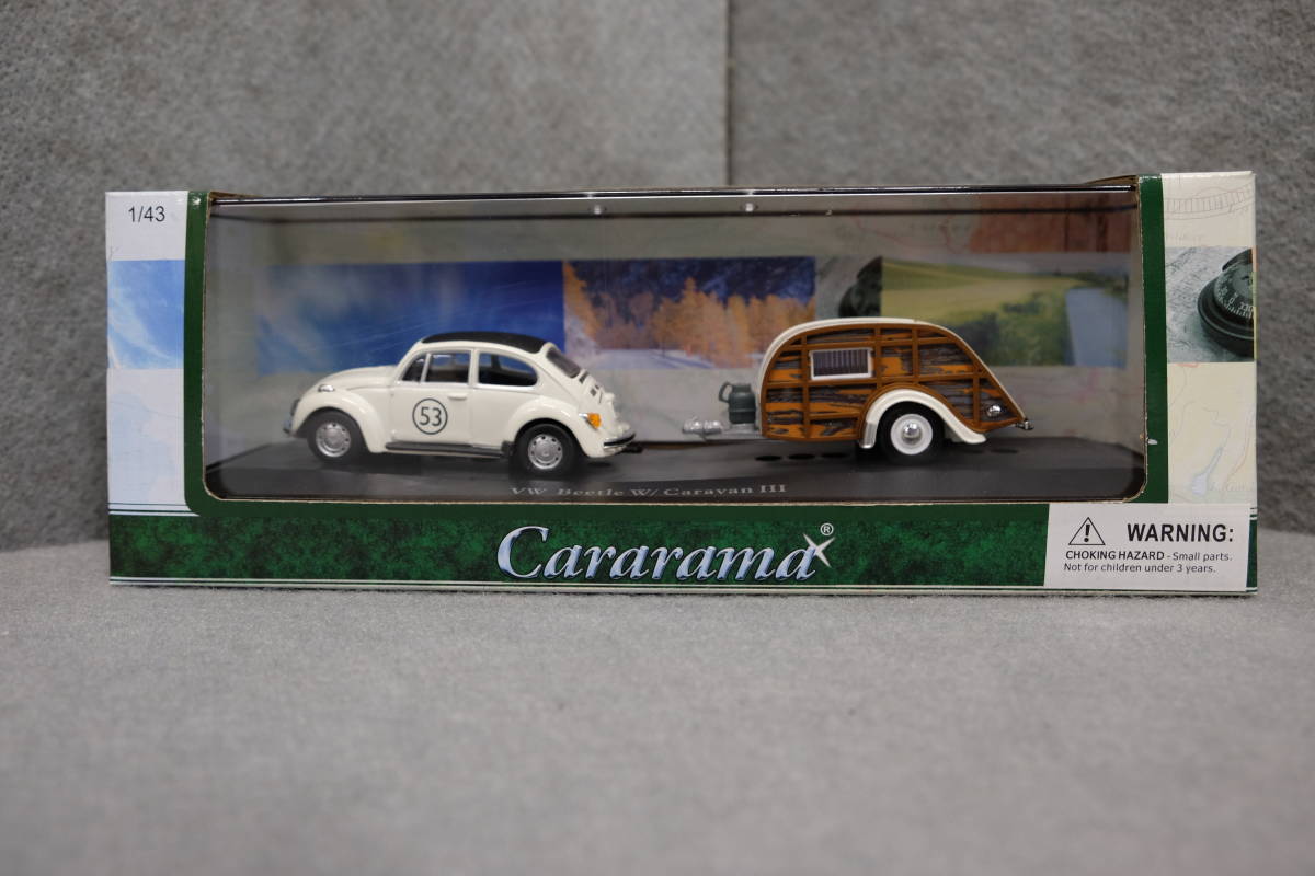 HONG WELL　1/43　VW Beetle w/ Caravan Ⅲ　ホンウェル　1/43　ビートル/キャラバン3　ホワイト　14811_画像1