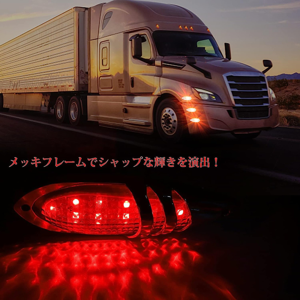 TRS ナマズ型サイドマーカー 2個セット LED 12V 24V 共用 防水 IP67 レッド 315012_画像3