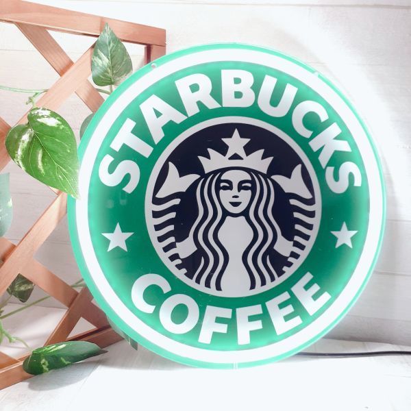 【 スターバックス コーヒー STARBUCKS】 スタバ ライト ロゴ 看板 ネオン サイン 壁掛け 照明 超軽量 ★お部屋をおしゃれなカフェに！