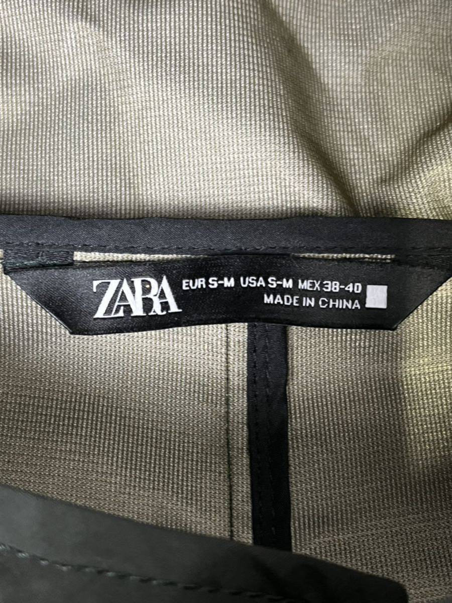 未使用品 ZARA サイズS-M フーテッドコート カーキ 撥水加工 フード付きコート_画像3