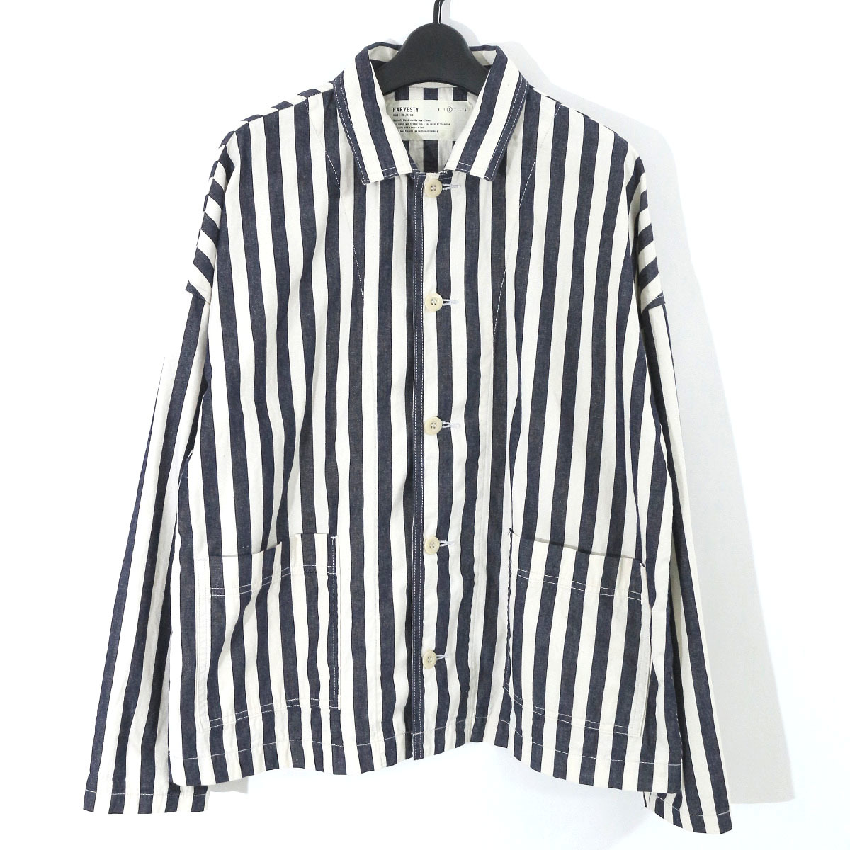 HARVESTY 定価18,700円 STRIPES SHORT COVERALL ストライプショートカバーオール / ジャケット 2 A32204-1 ハーベスティ_画像1