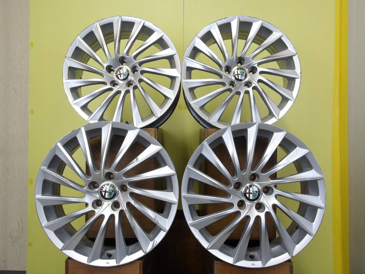 H2191 中古 4本 アルファロメオ 純正 18 x 7.5J +41 5H 110 シルバー ジュリエッタ_画像1