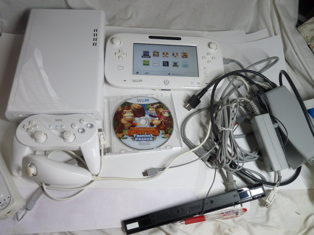 Wii U シロ 32GB すぐに遊べるセット◆内蔵ゲーム４本/DKトロピカルフリーズ２人協力プレイ Wiiリモコンプラス クラコンPRO_画像1